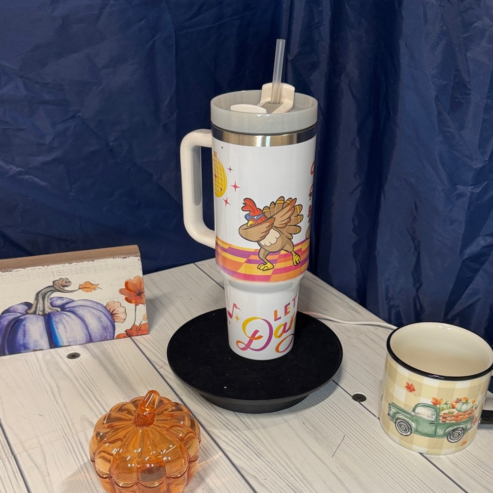 Thanksgiving Turkey Tumbler with Straw
